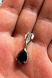 Срібна підвіска з золота пластина чорний камінь фіаніт, фото 5