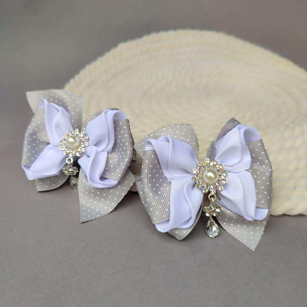 Сірі бантики для волосся до школи, фото 1