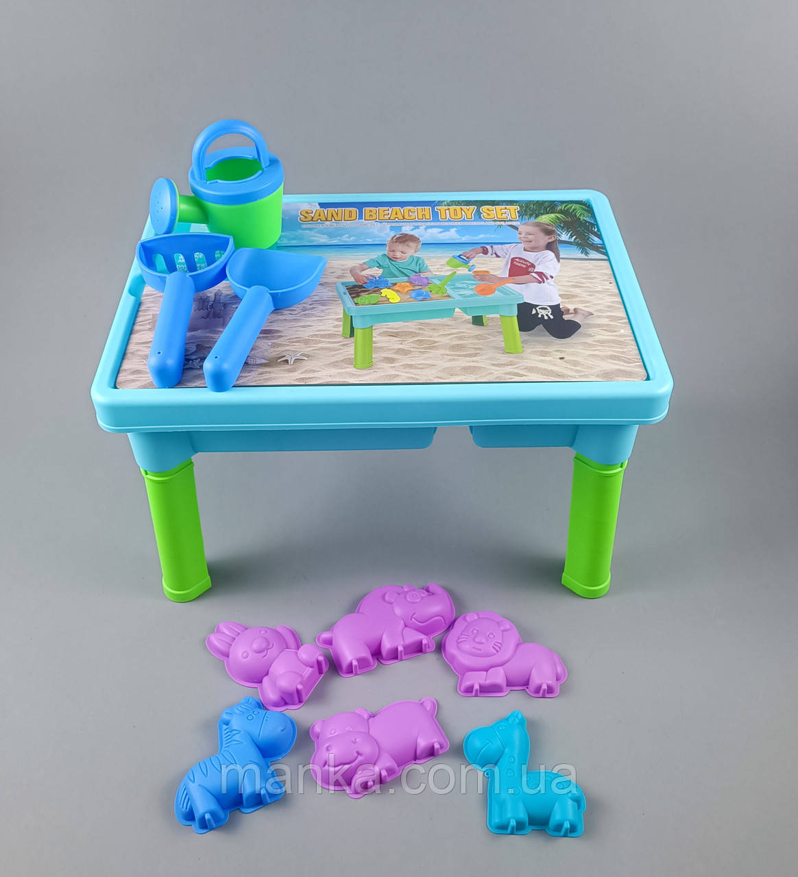 Пісочниця R 399-6 A  пісочний набір, 2 відсіки, в коробці столик пісчниця, фото 1