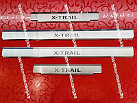 Накладки на пороги NISSAN X-TRAIL T-30 *2001-2007год премиум комплект нержавейка с логотипом 4штуки