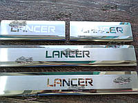 Накладки на пороги Mitsubishi Lancer 10 *2007+ Митсубиси Ланцер Лансер Премиум Нержавейка комплект 4штуки
