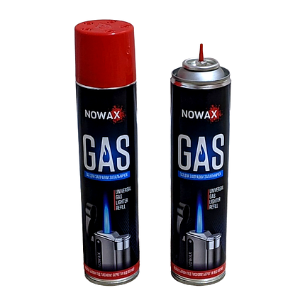 Газ для запальничок TM NOWAX 300 мл, Газовий балон для заправки запальничок, Перехідник для заправки запальничок, фото 1