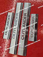 Накладки на пороги Mitsubishi Outlander xl*2012-2023рік Мітсубісі Аутлендер Преміум Комплект нержавійка 4одиниці