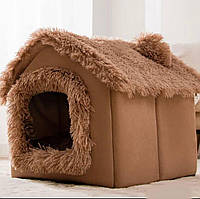 Домик(лежанка) для котов и маленьких собак с мягкой подушкой зеленый