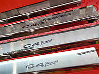 Накладки на пороги Ситроен ц4 Пикассо *2006-2013год CITROEN C4 PICASSO Premium НЕРЖАВЕЙКА с логотипом 4штуки