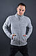 Чоловічий теплий светр на блискавці сірий | Чоловіча кофта на блискавці Туреччина 7168, фото 4