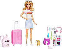 Игровой набор кукла Барби Путешественница со щенком Barbie Doll and Travel Set HJY18