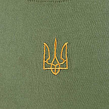 Модна чоловіча футболка з тризубом колір Хакі, Патріотична футболка тризуб України, фото 3