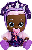 Кукла Cry Babies Dressy Fantasy Phoebe | Пурпурное платье в горошек с розовой пушистой курткой и худи с