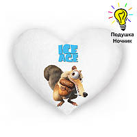 Подушка нічник Ice Age — подушка яка світиться Льодовиковий період — дитяча декоративна подушка з білкою