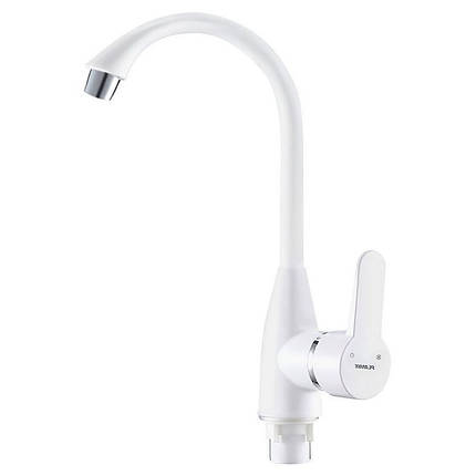 Пластиковий змішувач для кухні PLAMIX Mario-011 White білий, фото 1