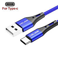 Кабель зарядный USLION USB to Type-C 3A 2 m (быстрая зарядка юсб на тайп с)