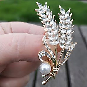 Брошка у вигляді колосків з камінцями