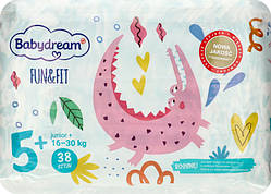 Підгузки Babydream Fun&Fit Польща 5+ (16-30кг) 38шт