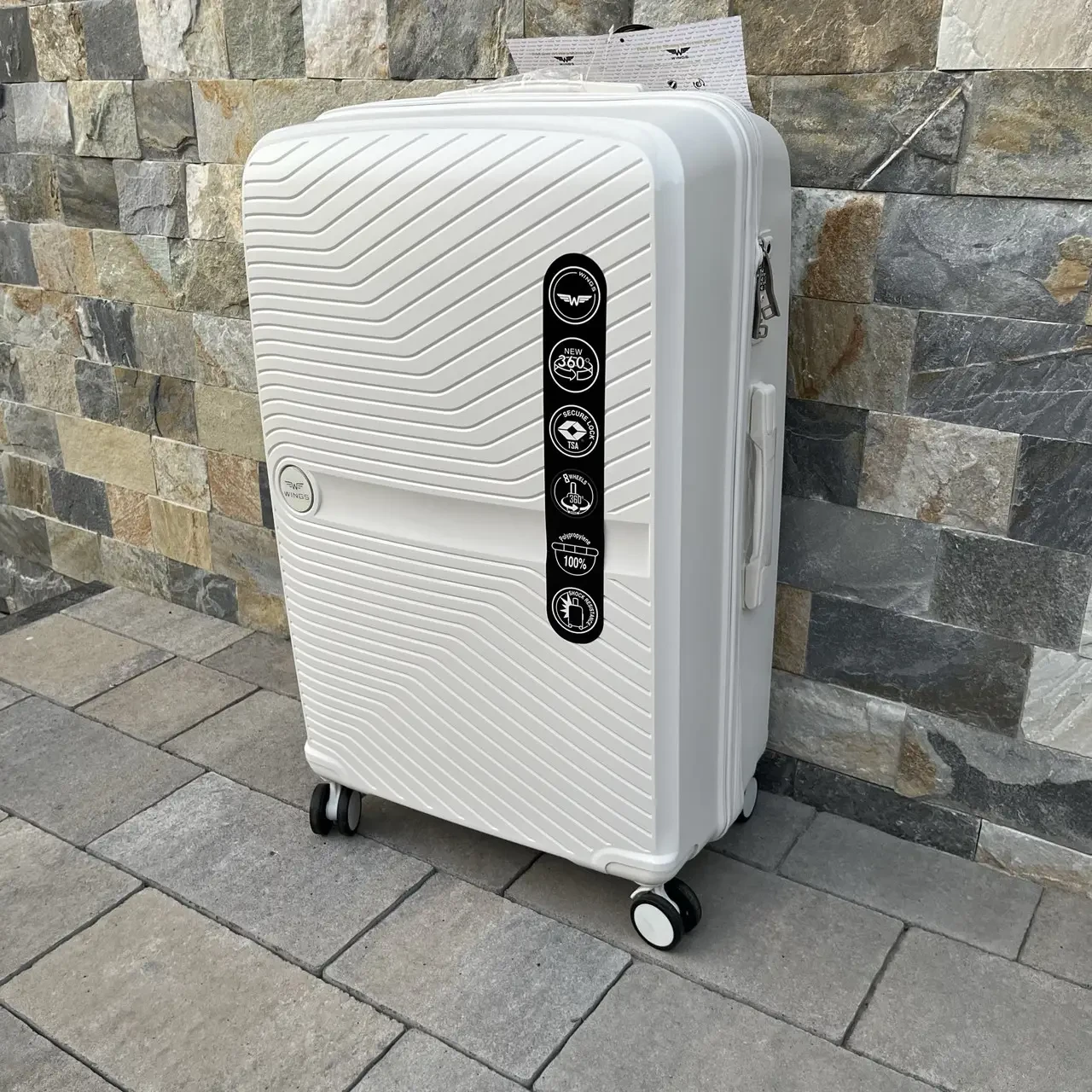 Валіза дорожня велика з поліпропілену Wings L білий, фото 1