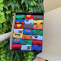 Великий подарунковий комплект шкарпеток жіночих довгих барвистих весна-осінь з принтом Marvel 36-41 на 21 пару MS