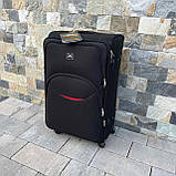 Чемодан дорожній великий ЧОРНИЙ 75х50х30 на 4 колесах з цупкої тканини CODURA 1200D 360* Валіза WINGS 1708, фото 2