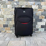 Чемодан дорожній великий ЧОРНИЙ 75х50х30 на 4 колесах з цупкої тканини CODURA 1200D 360* Валіза WINGS 1708, фото 3