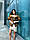 Жіноча жилетка з натурального хутра полярної пухнастої лисиці та шкіри в забарвленні "пітон"  Розмір L XL 2XL., фото 3