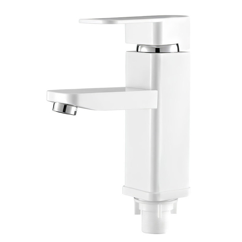 Пластиковий змішувач для умивальника PLAMIX Kub-001 White (без підводки)