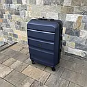 Дорожня валіза Wings AT M АБС пластик на 4 колесах, середня синя, фото 3
