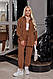 Костюм вельветовий жіночий стильний прогулянковий мікро вельвет штани джоггери і подовжена сорочка з написом, фото 4