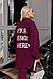 Костюм вельветовий жіночий стильний прогулянковий мікро вельвет штани джоггери і подовжена сорочка з написом, фото 8
