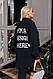 Костюм вельветовий жіночий стильний прогулянковий мікро вельвет штани джоггери і подовжена сорочка з написом, фото 10