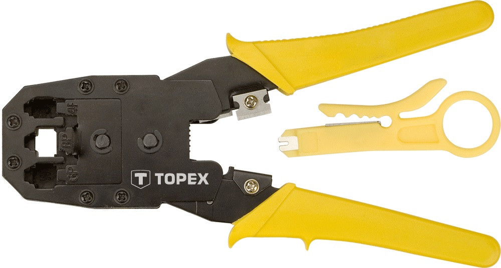 Topex Кліщі обтискні, для обтиску наконечників 4P, 6P, 8P, кусачки, 195мм  Baumar - Знак Якості