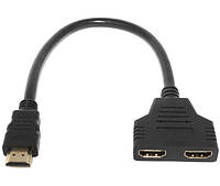 Разветвитель HDMI (M) - 2*HDMI (F), TRY Splitter кабель 0.2м черный