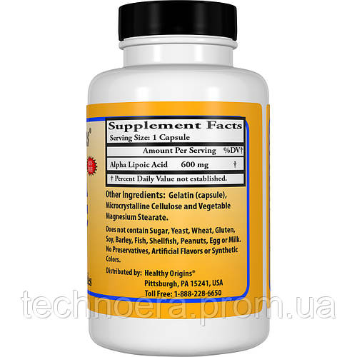 Купить Альфа Липоевая Кислота 600мг Healthy Origins 60 капсул TN, код ...