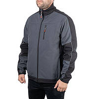 Куртка SOFTSHELL темно серо-черная, трехслойная, ткань стрейч 300 GSM 100D с водо-, ветрозащитой, размер S