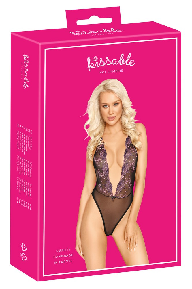 Боді з глибоким декольте "Body Embroidery" Kissable розмір S/M