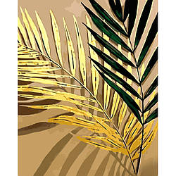 Картина за номерами Strateg ПРЕМІУМ Золоте та зелене з лаком та з рівнем розміром 40х50 см (GS1435)