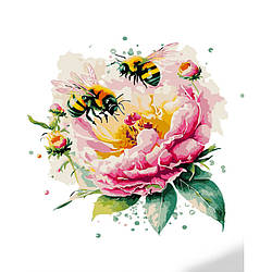 Картина за номерами Strateg ПРЕМІУМ Працюючі бджілки з лаком та з рівнем розміром 40х50 см (GS1364)