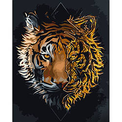 Картина за номерами Strateg ПРЕМІУМ Арт-тигр з лаком та з рівнем розміром 40х50 см (GS1436) PL-00039990