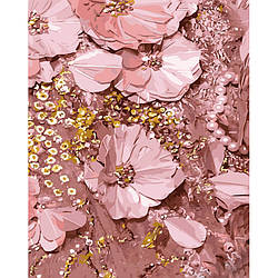 Картина за номерами Strateg ПРЕМІУМ Рожеві квіти з лаком та з рівнем розміром 40х50 см (GS1450) PL-00040004