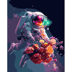 Картина за номерами Strateg ПРЕМІУМ Космічний букет з лаком та з рівнем розміром 40х50 см (GS1465) PL-00040165