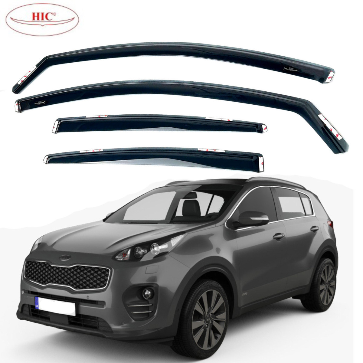 Дефлектори вікон вітровики HIC для Kia Sportage 2015-2021 Вставні Оригінал (K44-IN), фото 1