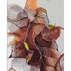 Картина за номерами Strateg ПРЕМІУМ Абстрактне листя з лаком та з рівнем розміром 40х50 см (DY426) PL-00038892