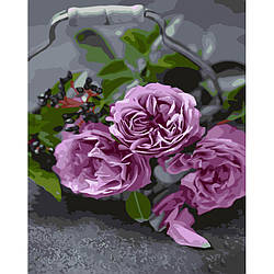 Картина за номерами Strateg ПРЕМІУМ Чайна троянда з лаком та з рівнем розміром 40х50 см (GS1457) PL-00040011