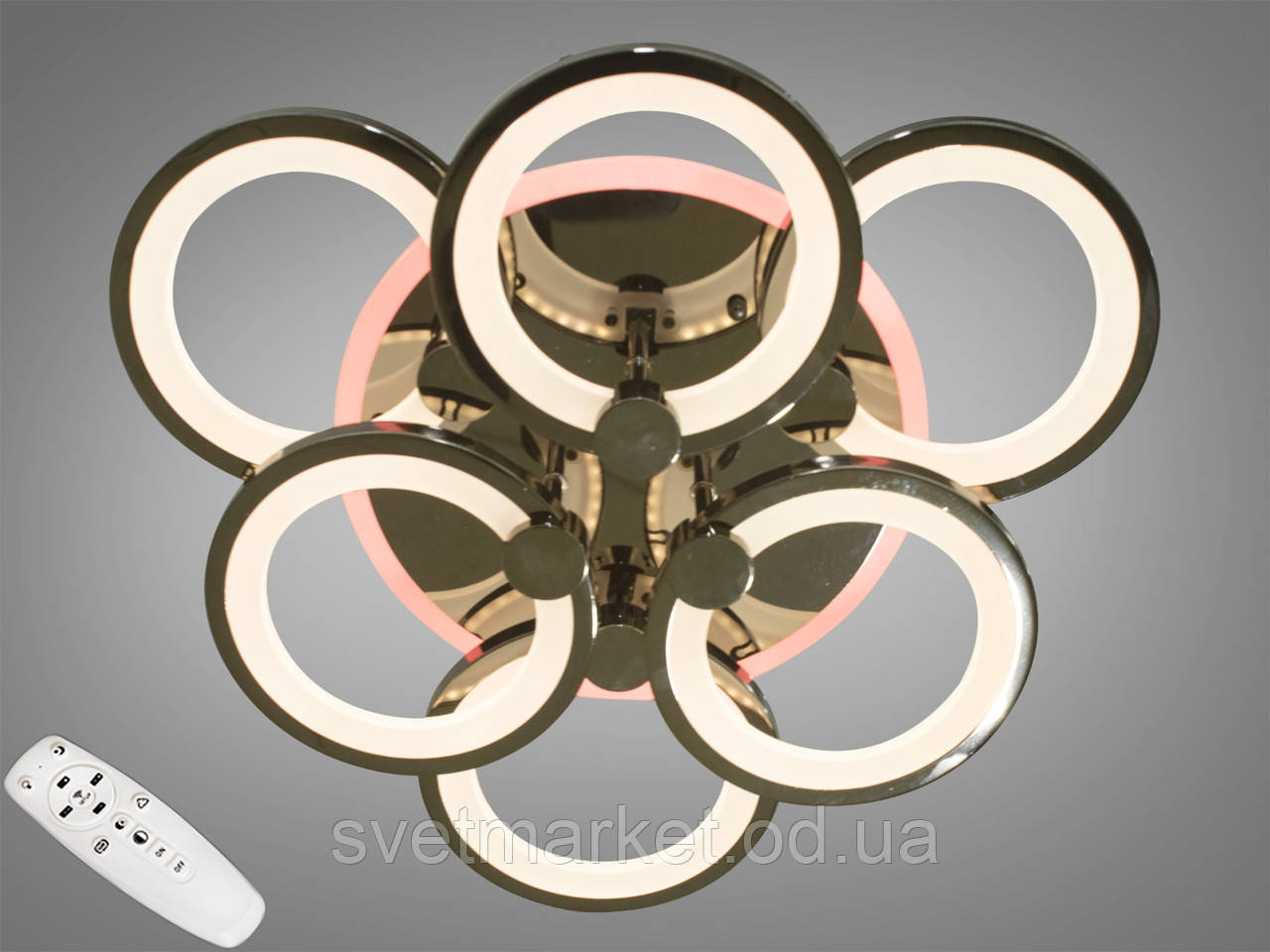 Стельова люстра з димером і LED-підсвіткою, колір чорний хром 8022/3+3BHR LED 3color dimmer
