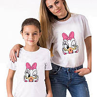 Набор футболок для мамы и дочки "поночка" (утка дисней) Family look