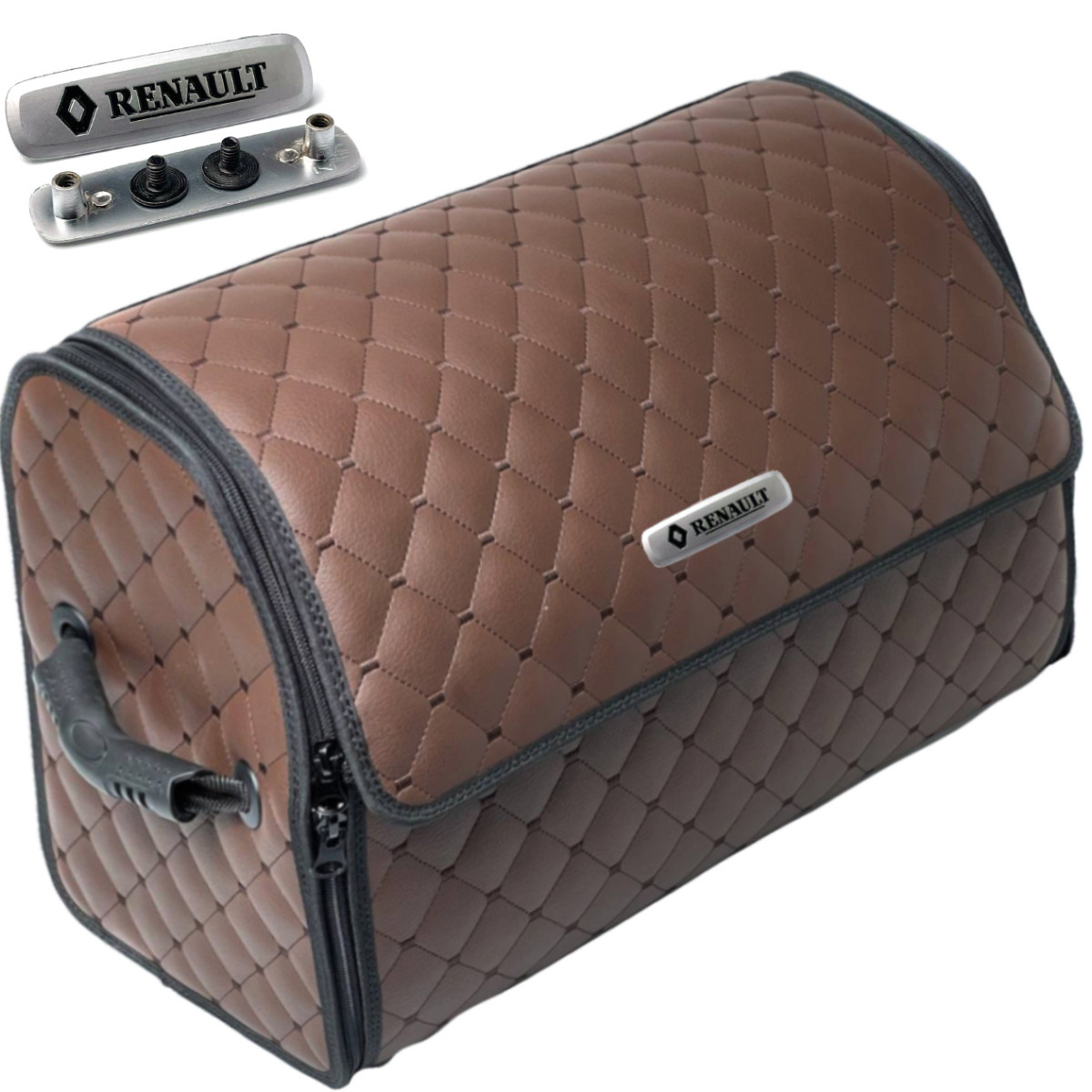 Органайзер саквояж у багажник Renault Premium (Основа Пластик) Екошкіра Коричневий, фото 1