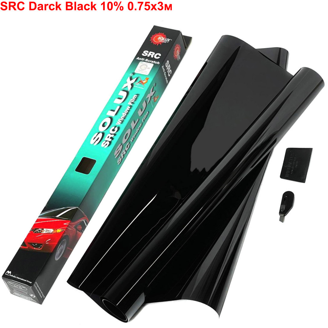 Тонувальна плівка Solux SRC Антидряпин Dark Black 10% 0,75x3м (PCG-10D), фото 1