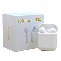 Наушники беспроводные блютуз TWS i9s tws Double V 5.0 EDR Bluetooth Pop-up NEW Stereo Plus White кейс