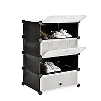 Шкаф пластиковый для обуви Storage Cube Cabinet А1-4 Черный Полка для обуви 4-х ярусная