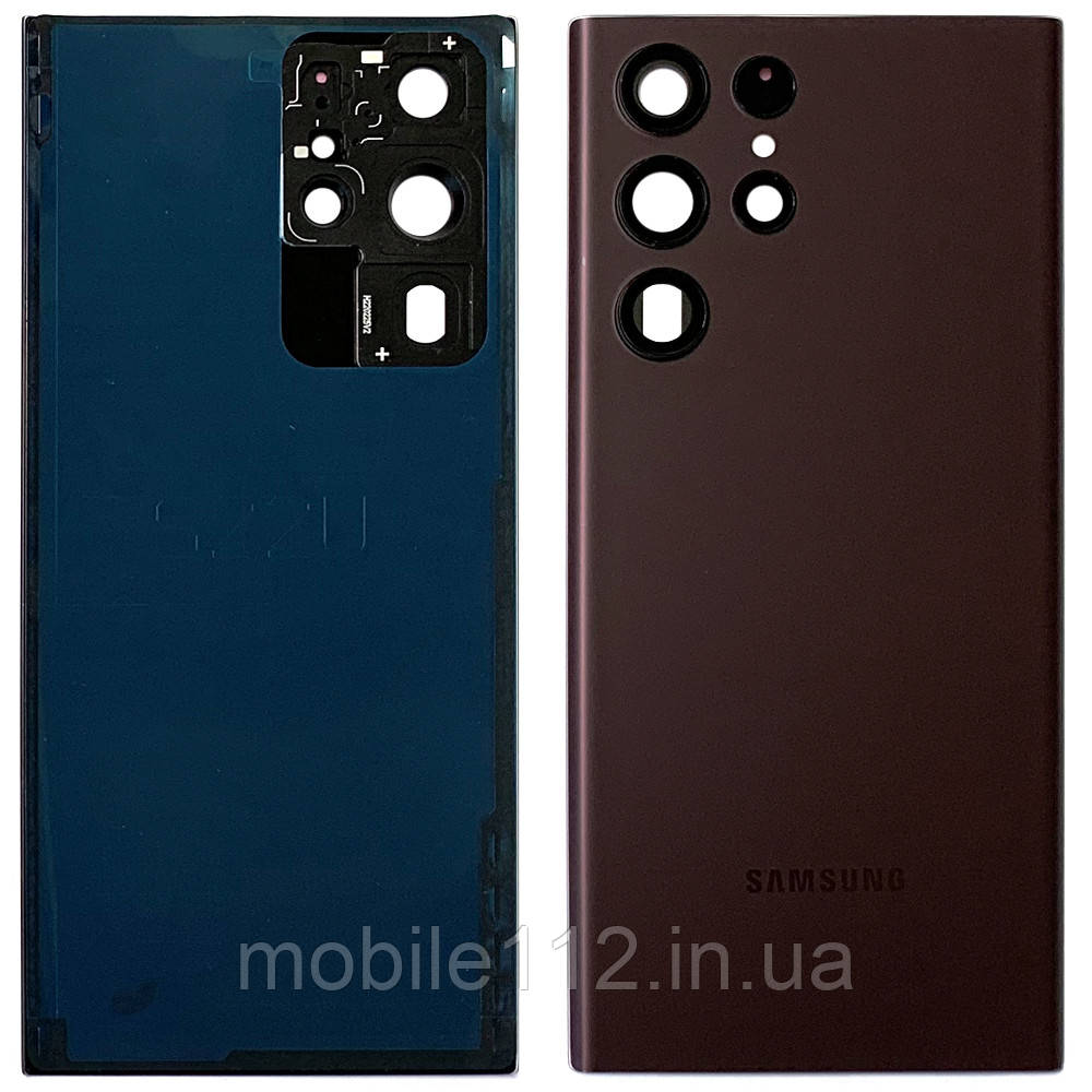 Задня кришка Samsung Galaxy S22 Ultra 5G S908 червона оригінал Китай зі склом камери, фото 1