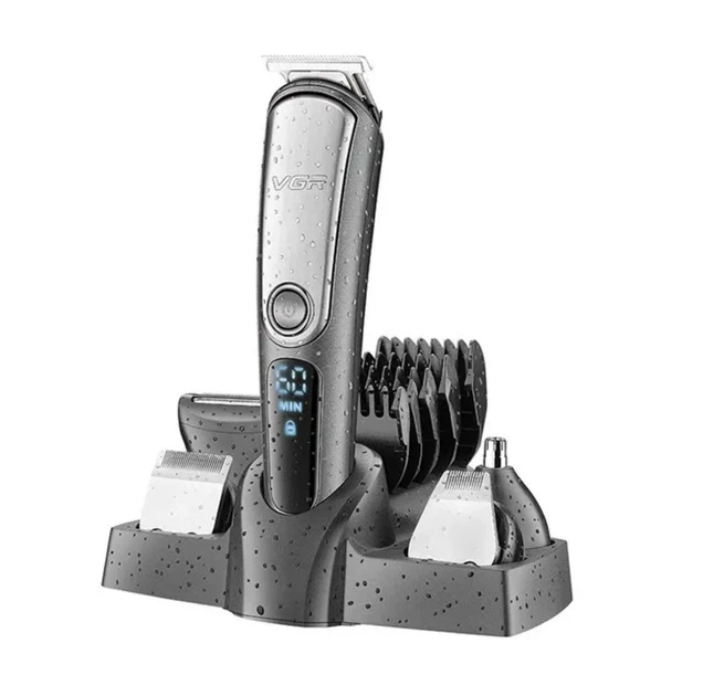 Бездротова машинка для стрижки волосся VGR V-105 Тример для вусів та бороди з насадками 5 в 1, фото 1