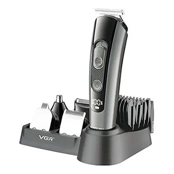 Машинка для стрижки акумуляторна VGR V-175 10 Вт 5 насадок Тример для вусів та бороди з насадками 5 в 1, фото 1